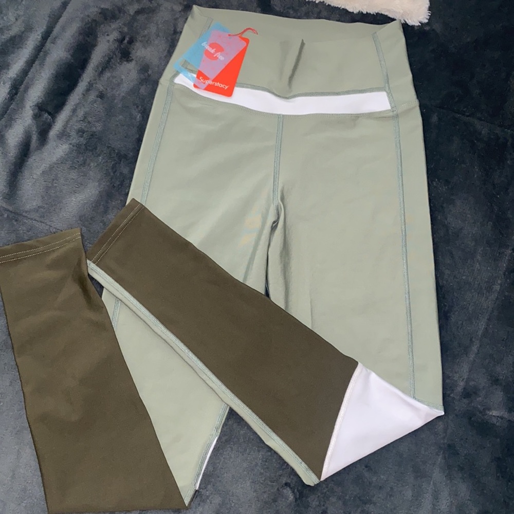 Garnished Sports Tights Mint Khaki Medium